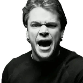 😏 Matt Damon angry, celebrity, actor, portrait, scream, expression, matt damon whatsapp sticker