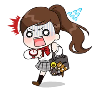 🏃 Аниме, Школьница, Злая, Опоздание, Время, Бег whatsapp sticker