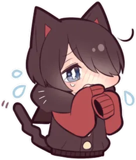 😭 Anime, Gatto, Kawaii, Carino, Cartone animato, Adesivo whatsapp sticker
