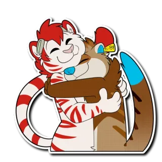 🤗 фурри, объятия, друзья, животные, мультфильм, нежность telegram sticker