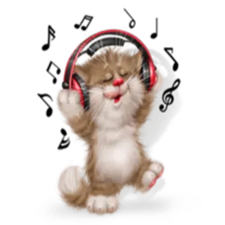 🎧 gato, fones de ouvido, música, dançando, desenho animado, fofo, animal whatsapp sticker