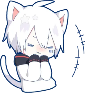 😂 chat, animé, kawaii, autocollant, mignon, blanc, manga, animal telegram sticker