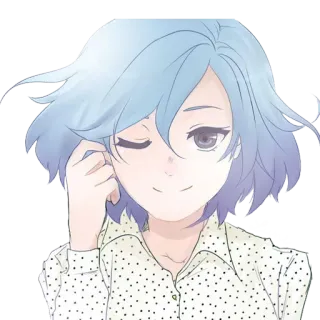 😉 аниме, девушка, персонаж, голубые волосы, милая telegram sticker