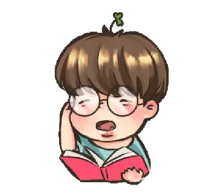 📔 leitura, livro, óculos, fofo, kawaii, estudando, desenho animado whatsapp sticker