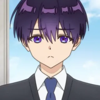🍪 Anime, Manga, Karakter, Anak laki-laki, Rambut ungu, Jas, Dasi telegram sticker