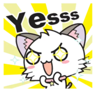 👍 Yesss cat, excited, yes, happy, cartoon whatsapp sticker