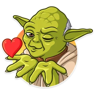 😘 Yoda Star Wars Yoda, Star Wars, Jedi, love, heart, cute telegram sticker