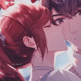 🍁 cặp đôi, lãng mạn, anime, hôn, tình yêu, hình minh họa telegram sticker
