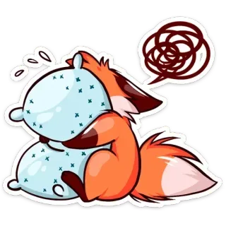 🤯 rubah, bantal, stres, kesal, hewan, kartun, stiker telegram sticker