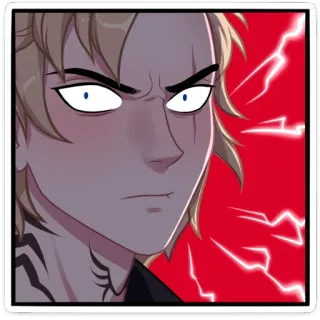 😡 Anime, Desenho animado, Personagem, Adesivo, Raio, Rosto telegram sticker
