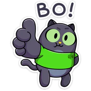 ⭐ BO! cat, thumbs up, cute, cartoon, sticker, mascot telegram sticker