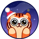 🤩 тигр, рождество, милый, мультяшный, животное, наклейка telegram sticker