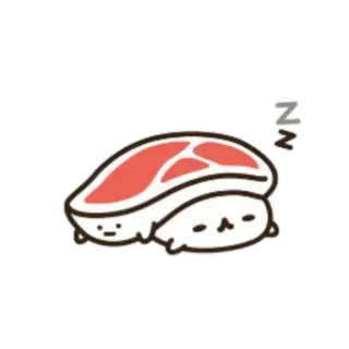 🍥 zz Sushi, Śpiący, Jedzenie, Słodki, Kreskówka, Drzemka telegram sticker