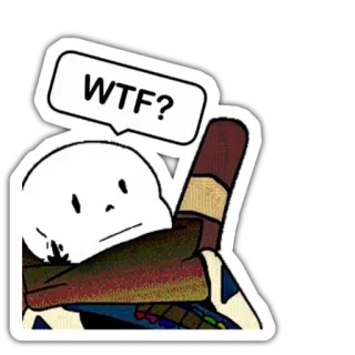 😑 WTF? dessin animé, encre, squelette, question, wtf, mème telegram sticker
