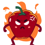 😡 angry, pepper, fire, vegetable, cartoon, red telegram sticker