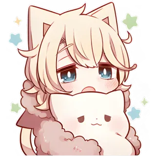 😦 Anime, Mignon, Chat, Kawaii, Animal, Illustration telegram sticker