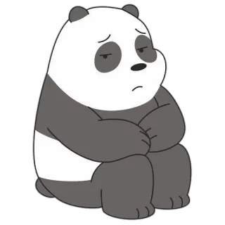 ☹️ Panda We Bare Bears panda, bear, cartoon, sad, sitting telegram sticker