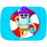 😎 cartoon, mushroom, beach, summer, sunglasses, swimsuit, pool telegram sticker