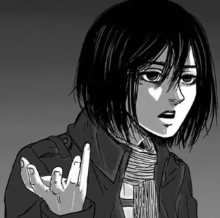 🌿 Mikasa Ackerman Attack on Titan anime, attack on titan, mikasa, middle finger, cartoon telegram sticker