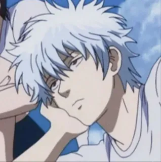🧊 Sakata Gintoki Gintama Anime, Gintama, Sakata Gintoki, cheveux blancs, paresseux telegram sticker