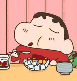 🧆 Shin-chan Crayon Shin-chan อนิเมะ, การ์ตูน, กิน, ชาม, น่ารัก telegram sticker