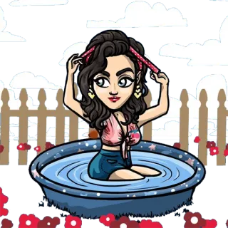 🛁 만화, 여자, 수영장, 수영복, 여름, 귀여운 telegram sticker