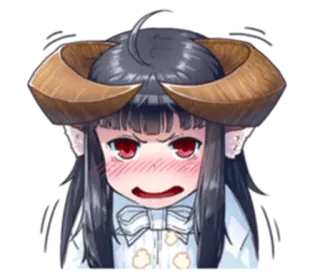 😠 Anime, Demone, Ragazza, Corna, Arrossendo, Arrabbiata telegram sticker