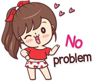 😉 No problem Dibujos animados, Chica, Corazones, Lindo, Positivo telegram sticker