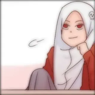 🤸‍♀ anime meisje, hidjab, schedel, rode ogen, cartoon, vrouw, islamitische kleding telegram sticker