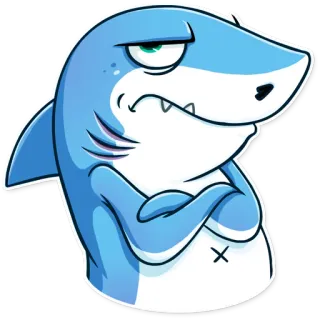 😒 Акула, Мультфильм, Животное, Персонаж, Синий, Смешной telegram sticker