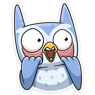 😱 owl, cartoon, funny, surprised, excited, cute, sticker telegram sticker
