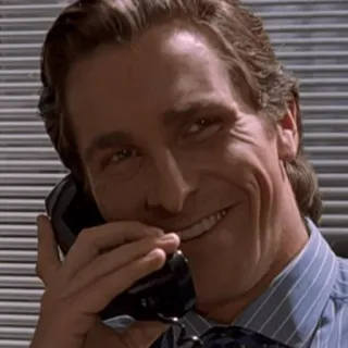 😆 Patrick Bateman American Psycho Patrick Bateman, American Psycho, Christian Bale, Yuppie, Serienmörder, 80er, Finanzen whatsapp sticker
