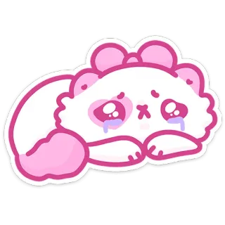 😢 smutny, płaczący, kawaii, słodki, różowy, kreskówka, emocjonalny whatsapp sticker