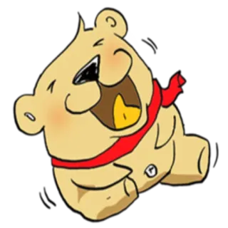 🤣 Bär, Cartoon, Niedlich, Tier, Roter Schal, Fröhlich, Zeichnung, Sticker telegram sticker