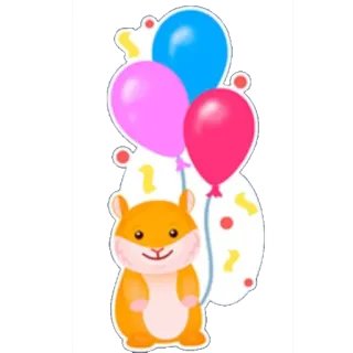 🎉 햄스터, 풍선, 동물, 귀여운, 파티, 축하 telegram sticker