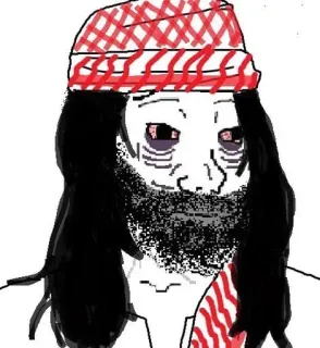 ⬛️ Meme, Wojak, Árabe, Lenço, Triste telegram sticker