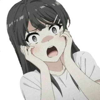 😱 anime, chica, impactada, asustada, expresión, dibujos animados telegram sticker