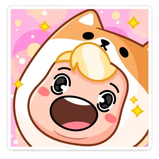 😮 стикер, собака, шиба ину, каваий, милый, мультфильм telegram sticker