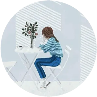 🌸 женщина, стол, кафе, иллюстрация, цветы, стул telegram sticker