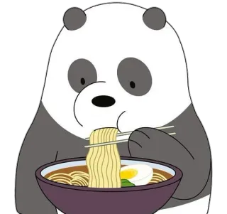 🍜 Panda We Bare Bears panda, cartoon, noodles, ramen, bear, eating telegram sticker