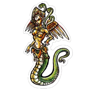 🐍 criatura mítica, serpiente, fantasía, personaje, ilustración telegram sticker