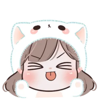 🍥 Desenho animado, Bonito, Menina, Gato, Emoji whatsapp sticker