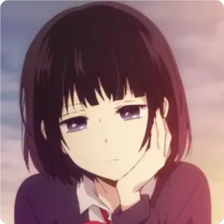 😒 Anime, Fille, Écolière, Triste, Manga, Mignon telegram sticker