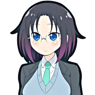 🐉 Kobayashi Miss Kobayashi's Dragon Maid Anime, Kobayashi, Dragon Maid, Personaje, Mujer, Gafas telegram sticker