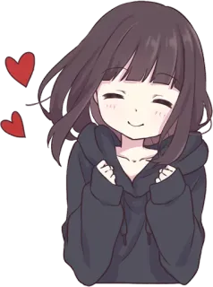 ❤️ Anime, Mignon, Fille, Coeurs, Kawaii telegram sticker