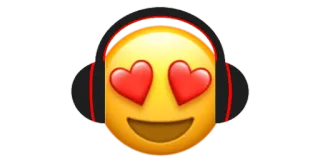 😍 Эмодзи, Любовь, Наушники, Музыка, Сердечки telegram sticker