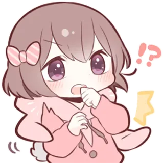 ⁉ Аниме, Милый, Девушка, Чиби, Каваий, Мультфильм telegram sticker