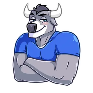 😏 동물, 황소, 근육, 의인화, 만화 telegram sticker