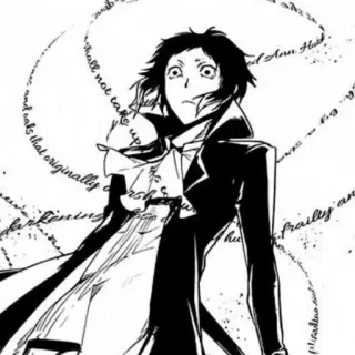 ♠ shall not take up Animé, Manga, Noir et blanc, Personnage, Texte, Illustration telegram sticker