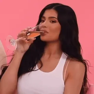 🍸 Kylie Jenner woman, drinking, champagne, alcohol, brunette, model whatsapp sticker